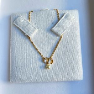 Dior Gold Necklace with Pearl Charm